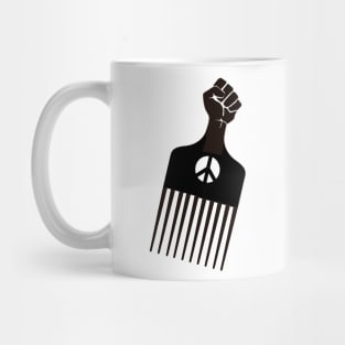 Black fist afro pik comb Mug